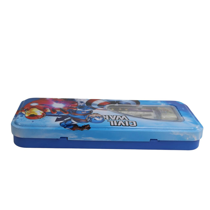 Cartoon Design Metal Pencil Box for School Kids with Multiplication Tables 2 Pencils 1 Sharpener 1 Earser 1 Scale - 03