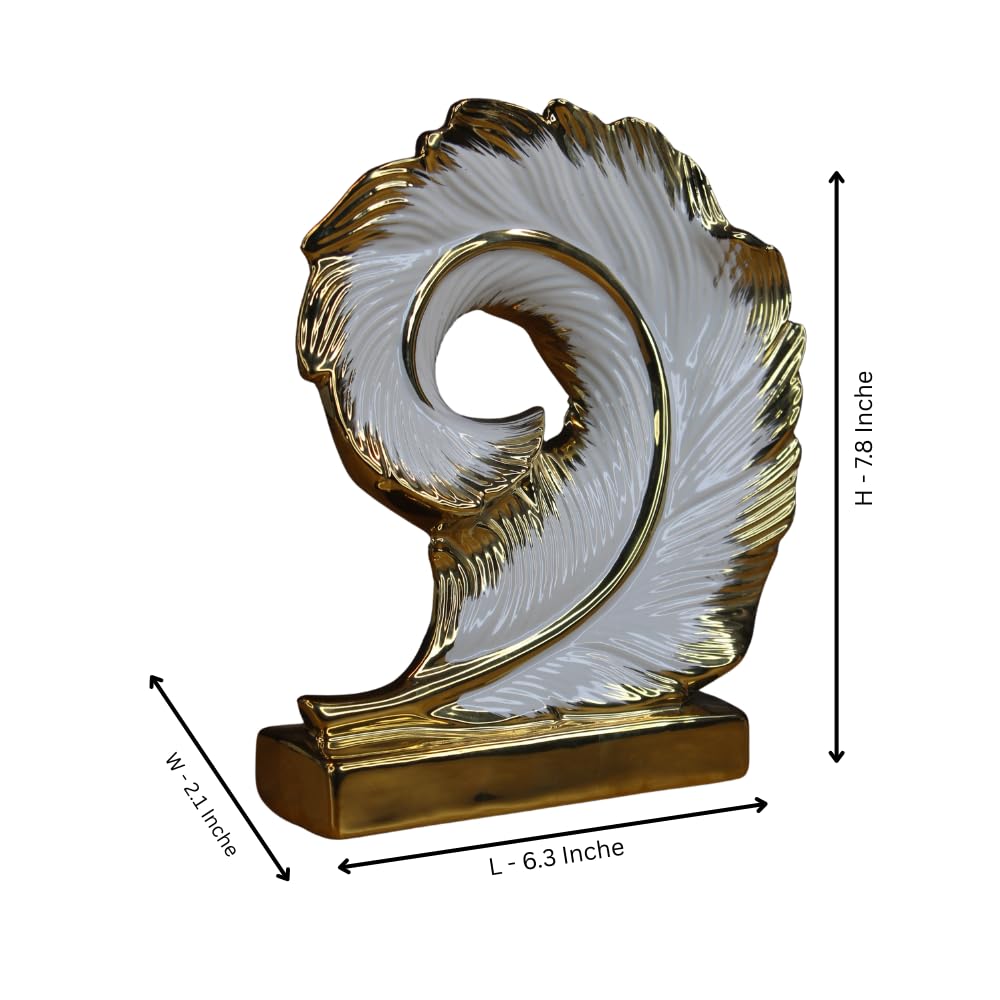 Golden Spiral Feather Figurine | Elegant Decorative Home Accent