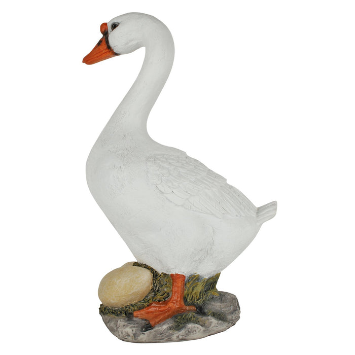 Resin White Duck with Eggs Garden Statue - Outdoor Lawn Decor