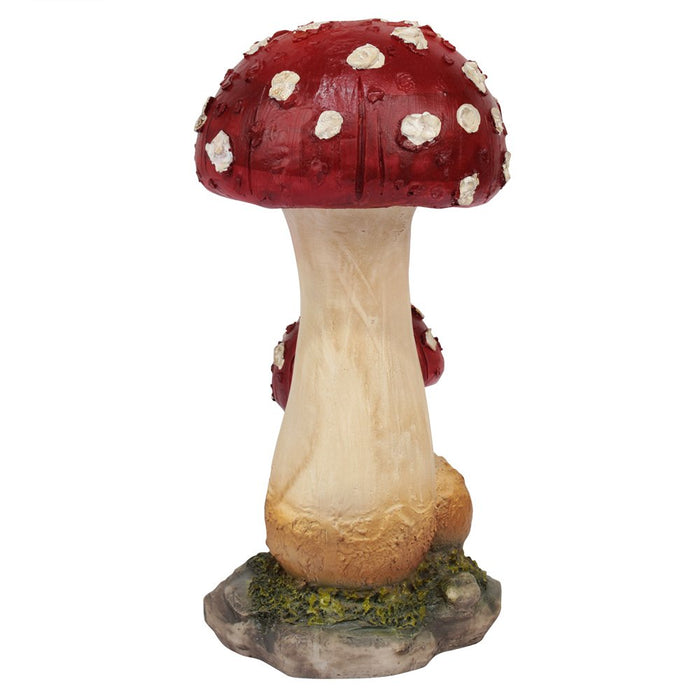 Handmade Ceramic Red Toadstool Mushroom Garden Statue, Twin Mushroom Decor