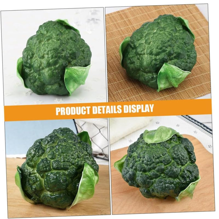 Realistic Artificial Broccoli Heads - Set of 2 Lifelike Faux Vegetable Decor for Home, Kitchen Display, Photography Props, and Educational Use