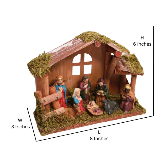 Wooden hut stable Christmas crib