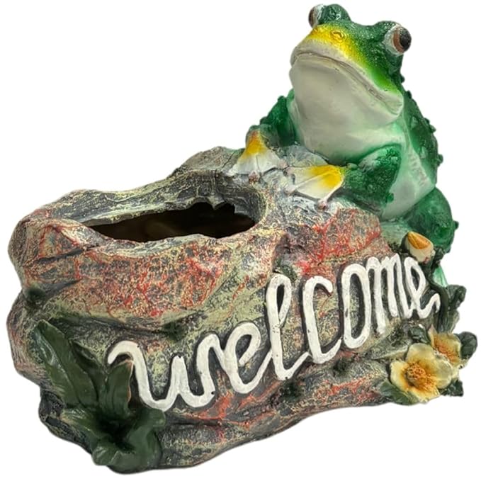 Wonderland Cute Green Frog Welcome Sign Planter / Succulent Pot for Garden & Patio