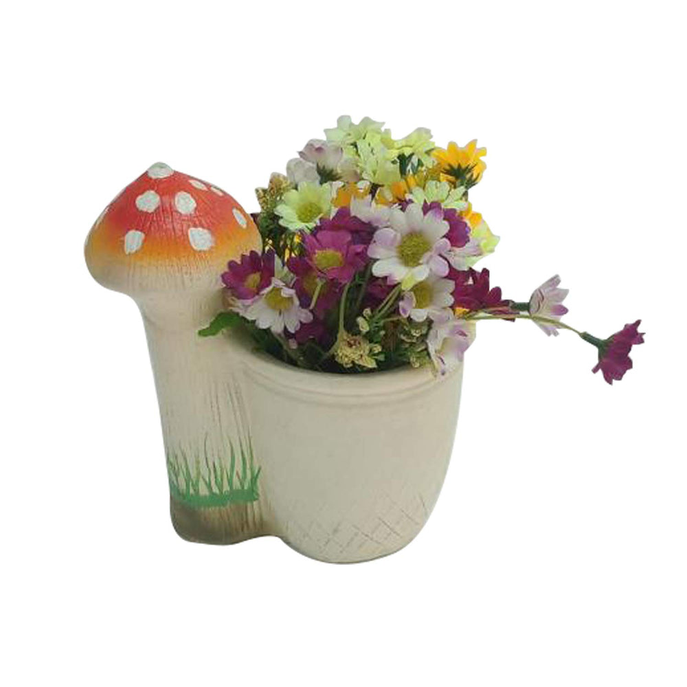 Polyresin Mushroom Planter Pot, Red, 6.2x5.2x7.1 inch, 3 Pc