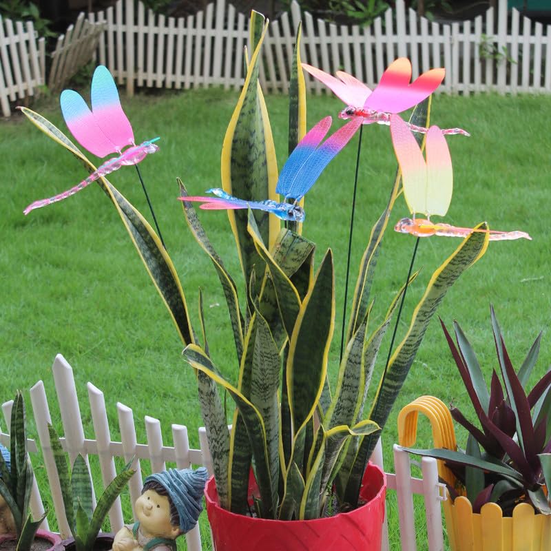 Colorful Dragonfly Garden Stakes for Planters and Outdoor Decor – Multicolor Weather-Resistant Plant Sticks