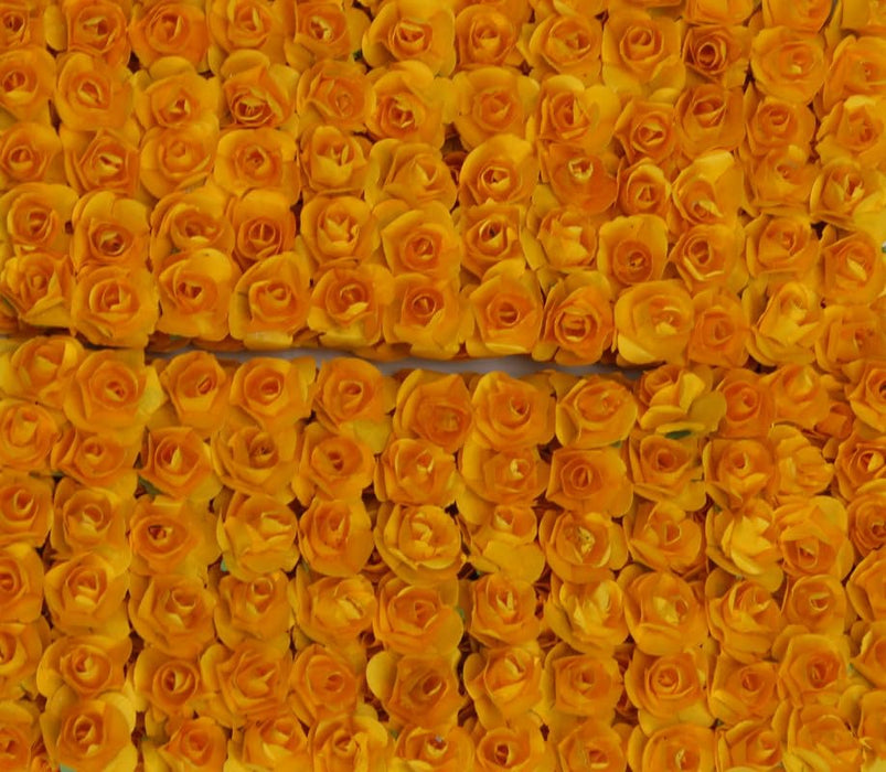 Wonderland Artificial Flower with Flexible Wire Stem | Lightweight Foam Flower Decoration | 144 Pc (Yellow Orange) | Perfect for Cake Toppers, Crafts, Bouquets & DIY Décor