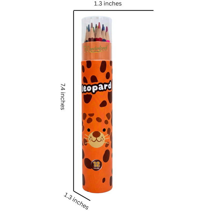 Wonderland Pencil Colors Set 12 Colors | box Gift Stationery Set Leopar animal desing Printing Students Painting rainbow Color Pencil|Leopard desing