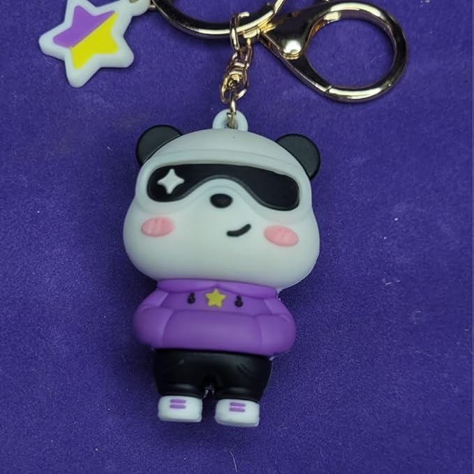 Wonderland Pull the Panda [Purple]Kechains, Cartoon Style Keychain & Bag Charms Fun & Functional Accessories for Bags and Keys