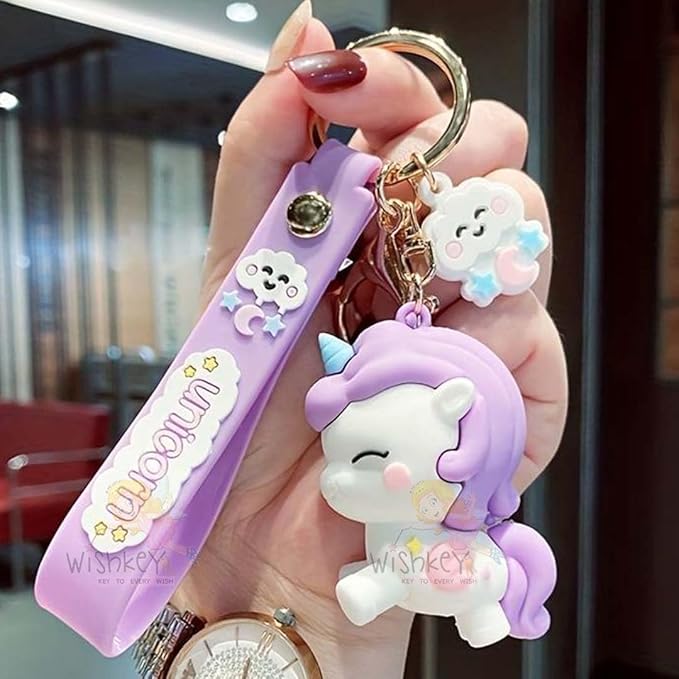 Wonderland Colorful unicorn [Purple]Kechains, Cartoon Style Keychain & Bag Charms Fun & Functional Accessories for Bags and Keys