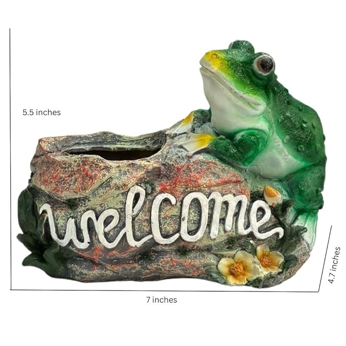Wonderland Cute Green Frog Welcome Sign Planter / Succulent Pot for Garden & Patio