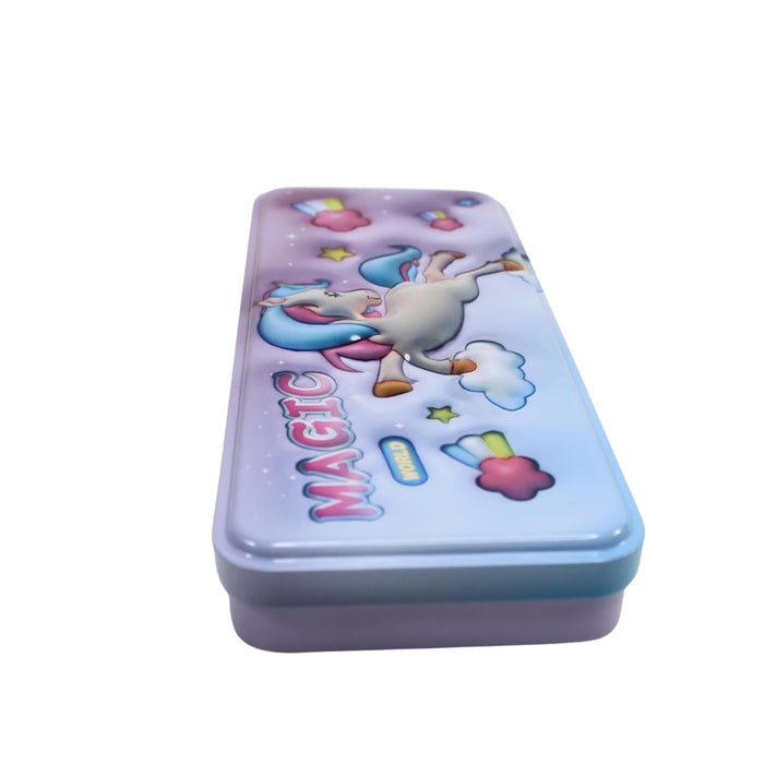 3D Embossed Metal Pencil Box with Dual Compartment -02