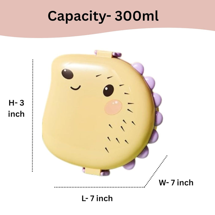 Kids- 300 ml Lunch SS Box hedgehog shape stainless steel 304 Box (price per pc)| Leak-Proof Tiffin Box for Kids | Premium School and Picnic Lunch Box-7x7x3 inch