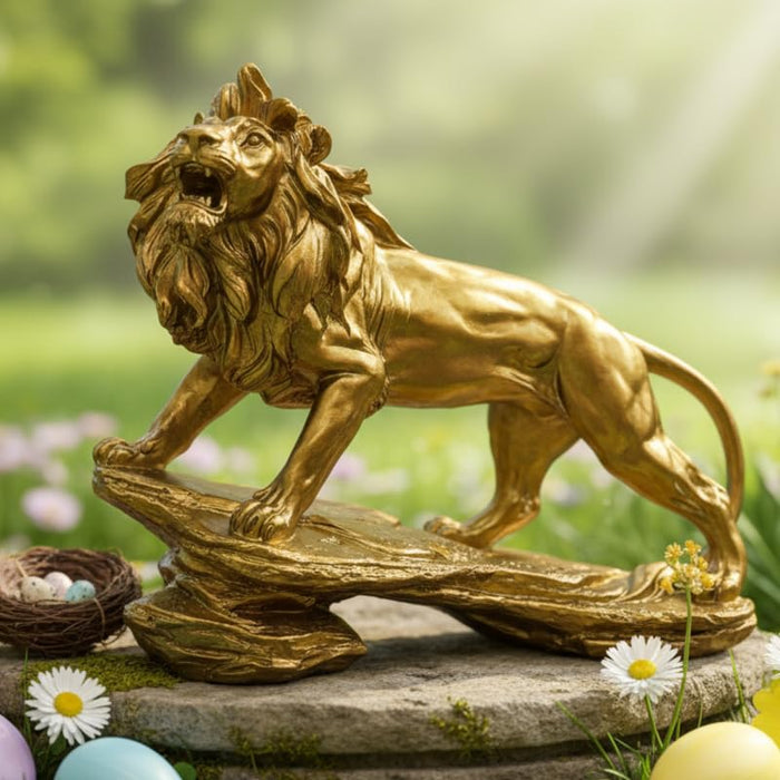 Golden Roaring Lion Statue
