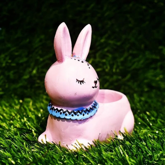 Wonderland 4.7 inch Hand-Painted Pink Bunny Ceramic Succulent Planter – Decorative Boho Rabbit Flower Pot for Indoor Plants, Home Office, and Nursery Decor4.7x2.3x4.7 inch(Plant Not iNcluded)