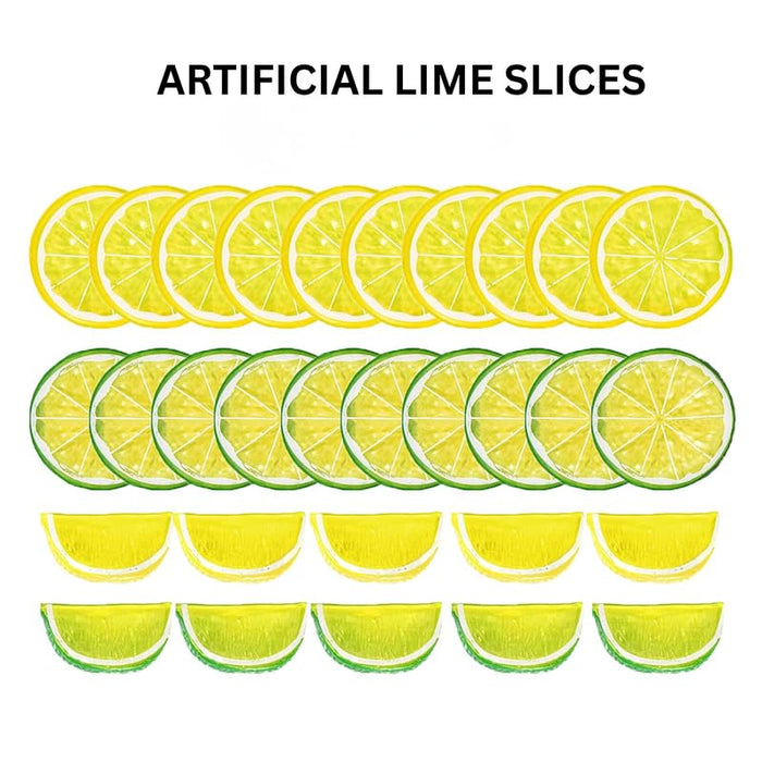 20-Piece Artificial Lemon and Lime Set – Life-Like Faux Citrus Slices and Wedges for Home Decor, Kitchen Displays, Photography Props, and DIY Crafts