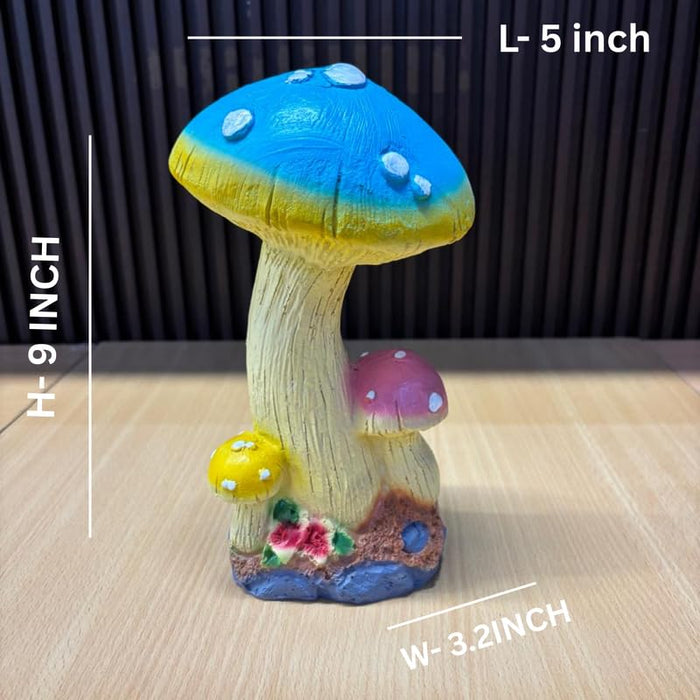 Trio Mushroom Garden Statue – Hand-Painted Resin Fairy Garden Decor