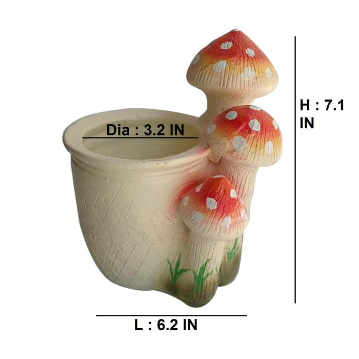 Wonderland Polyresin Mushroom Planter Pot, Red, 6.2x5.2x7.1 inch, 3 Pc