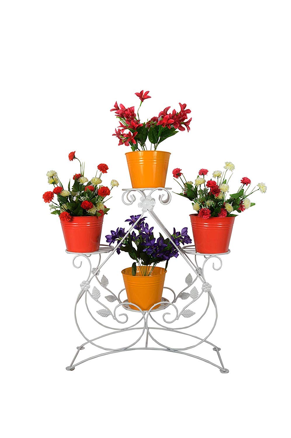 White Metal 4-Tier Plant Stand