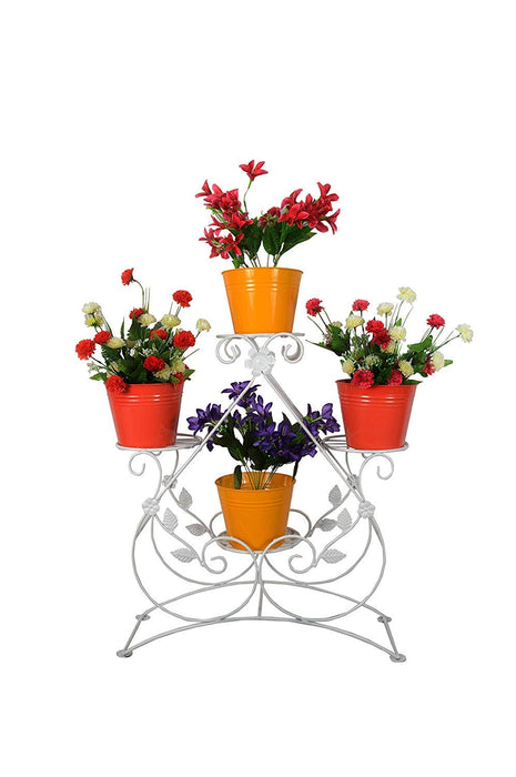 White Metal 4-Tier Plant Stand