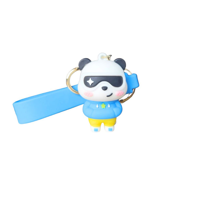 Wonderland Kawaii style ( set of 2) Cool Panda Couple Keychain with Sunglasses – Cute Cartoon Keyring with Wrist Strap