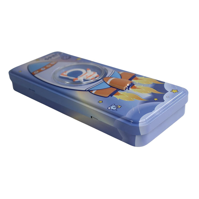 3D Embossed Metal Pencil Box with Dual Compartment -04