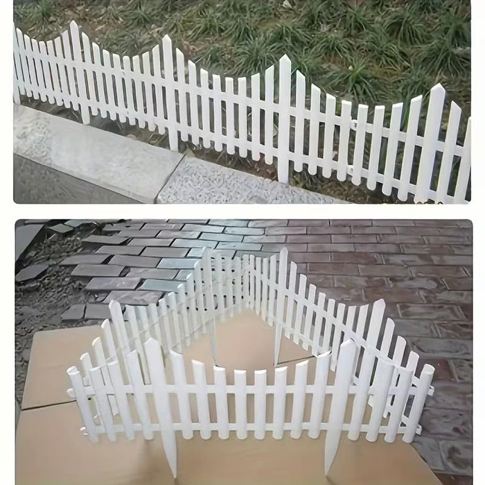 Wonderland 6 Pcs Outdoor Garden Fence Border| 1.7 feet Garden Edging Fence | 8.85feet coverage Plastic Garden Picket Fence Panel| Decorative Fencing for Pathway, Yard, Lawn|Picket Fence with Spikes