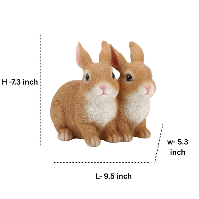 Realistic Double Bunny Figurine