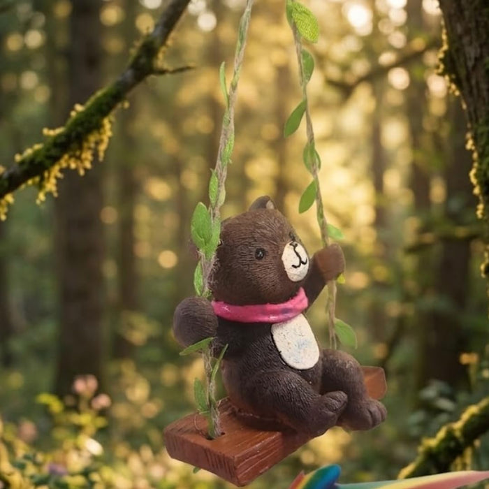 Adorable Hanging Garden Bear on Swing