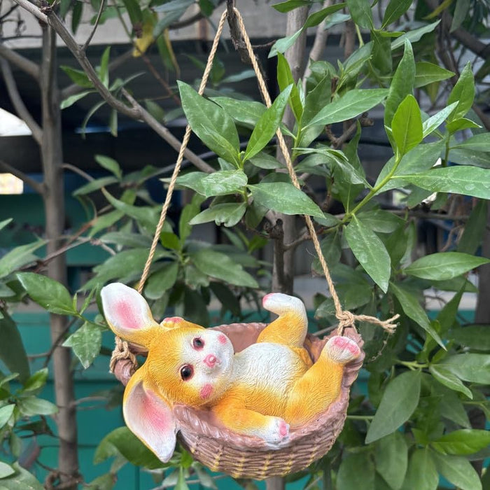 Enchanted Blossom Bunny Swing - Adorable Creature Garden Décor