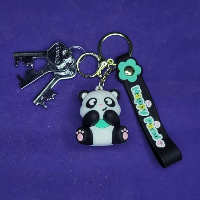 Wonderland Happy Panda?Sitting?Kechains, Cartoon Style Keychain & Bag Charms Fun & Functional Accessories for Bags and Keys