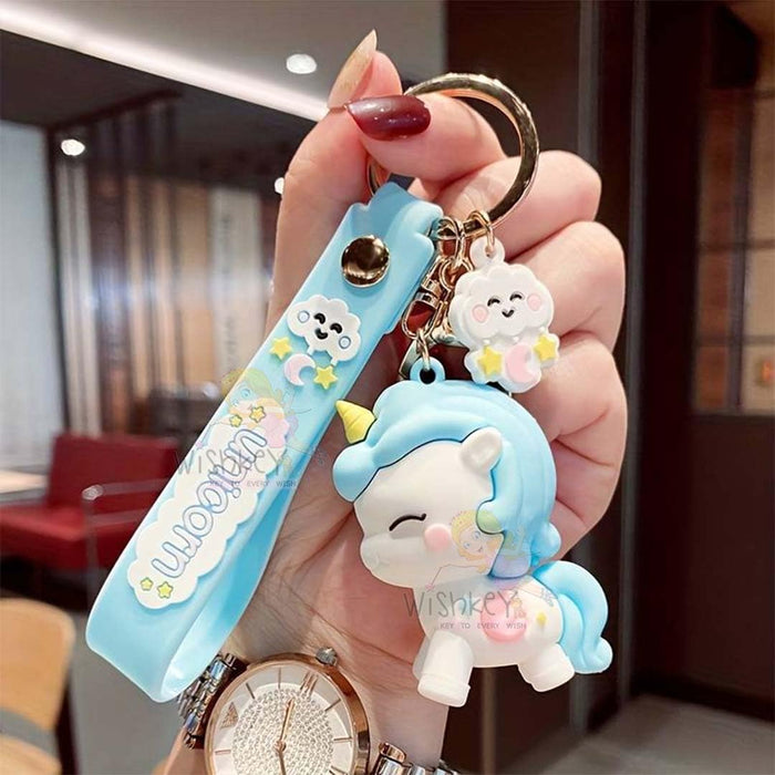 Wonderland Colorful unicorn [blue]Kechains, Cartoon Style Keychain & Bag Charms Fun & Functional Accessories for Bags and Keys