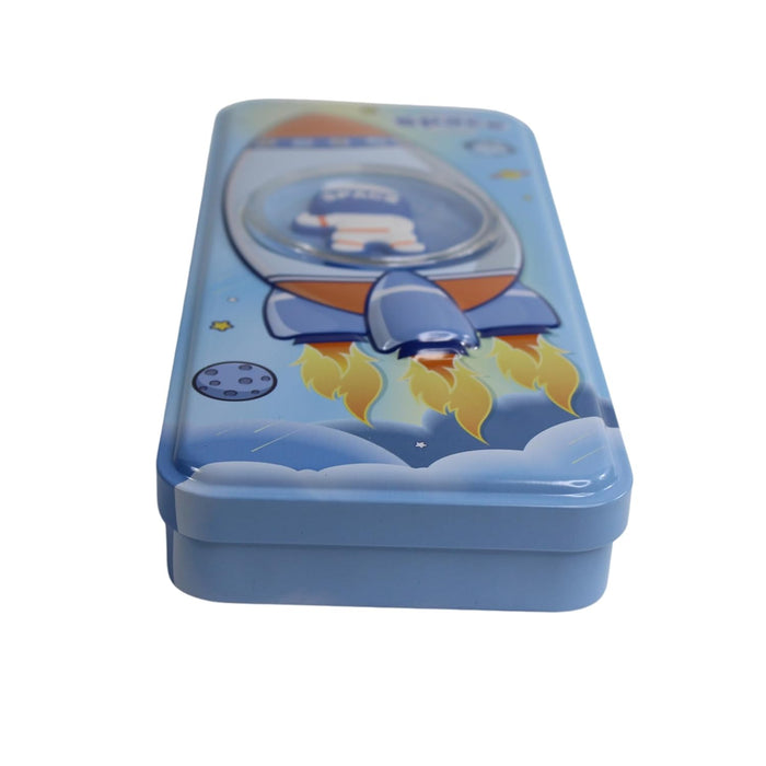 3D Embossed Metal Pencil Box with Dual Compartment -01