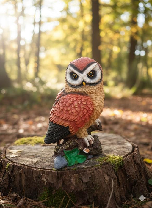 Resin  Owl Garden Statue - Bird Figurine for Home & Patio Decor
