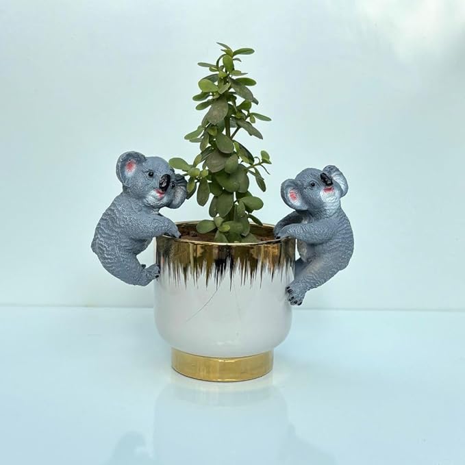 Wonderland Charming Koala Duo Planter Hangers / Pot Huggers (Set of 2)|Cute Koala Resin Hangers for Pots, Vases, or Buckets
