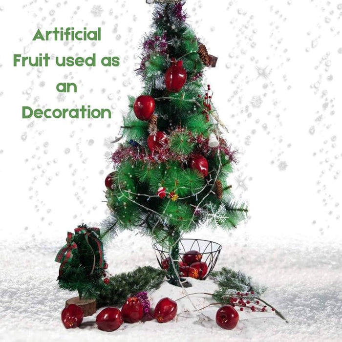 6-Piece Life-Like Artificial Red Delicious Apples - Premium Realistic Faux Fruit for Home Decor, Kitchen Displays, and Photography Props- 3.15x3.82 inch