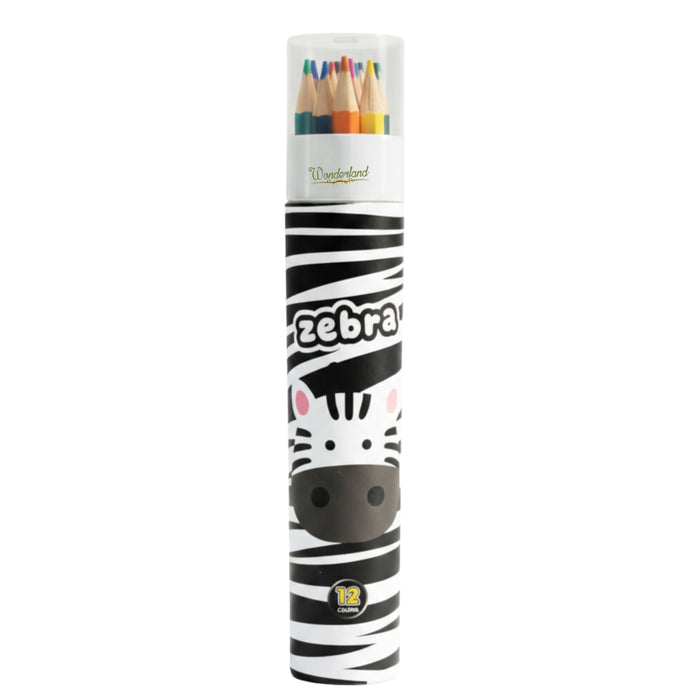 Wonderland Pencil Colors Set 12 Colors | box Gift Stationery Set Zebra animal desing Printing Students Painting rainbow Color Pencil|zebra desing