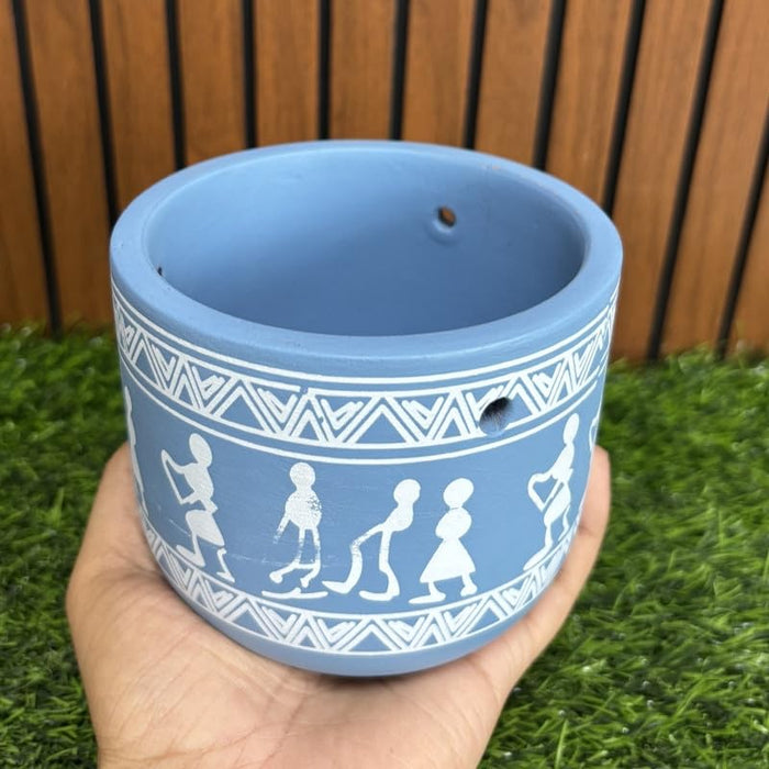 Blue Hanging Planter-Cute Plant Pot - For Indoor/Outdoor Decor, For Plants, Flowers, And Herbs White