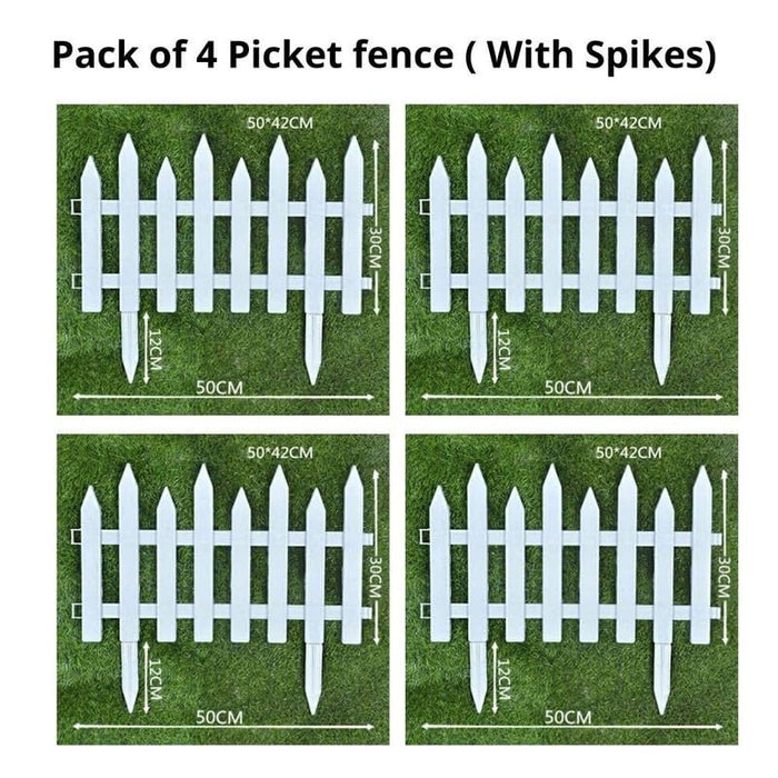 Wonderland (Set of 6) 11.8 inch Tall Garden Edging Fence Decorative| White Garden Picket Fence Panels| 9.8 Feet Resistant PVC Garden Fence Decorative| Flower Bed Fencing for Pathway, Yard, Lawn | with Spikes
