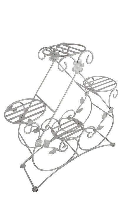 White Metal 4-Tier Plant Stand