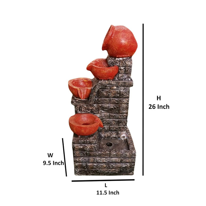 Wonderland 26 inch Height Diya Fountain | Made of Fiber |for Outdoor and indoor use
