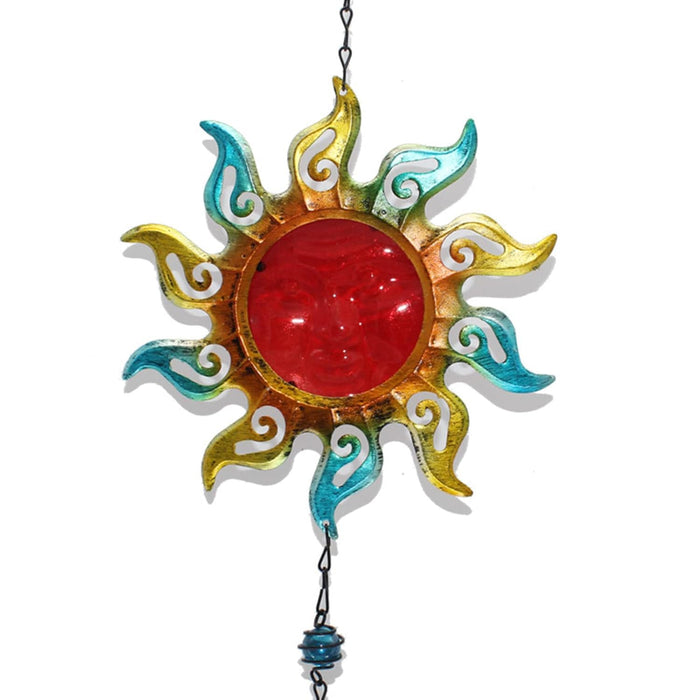 Wonderland Metal Sun Wind Chime with Copper-Toned Tubes - Indoor/Outdoor Décor|Colourful Wall Hanging Decor