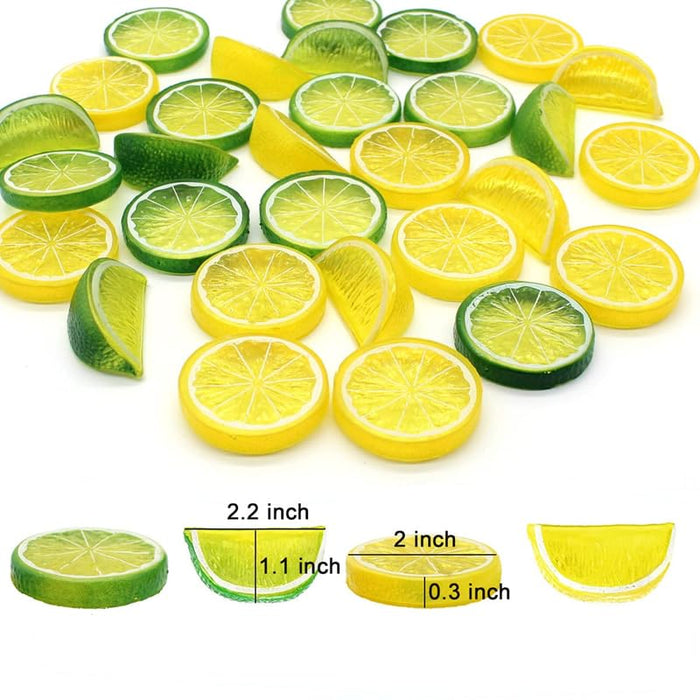 20-Piece Artificial Lemon and Lime Set – Life-Like Faux Citrus Slices and Wedges for Home Decor, Kitchen Displays, Photography Props, and DIY Crafts