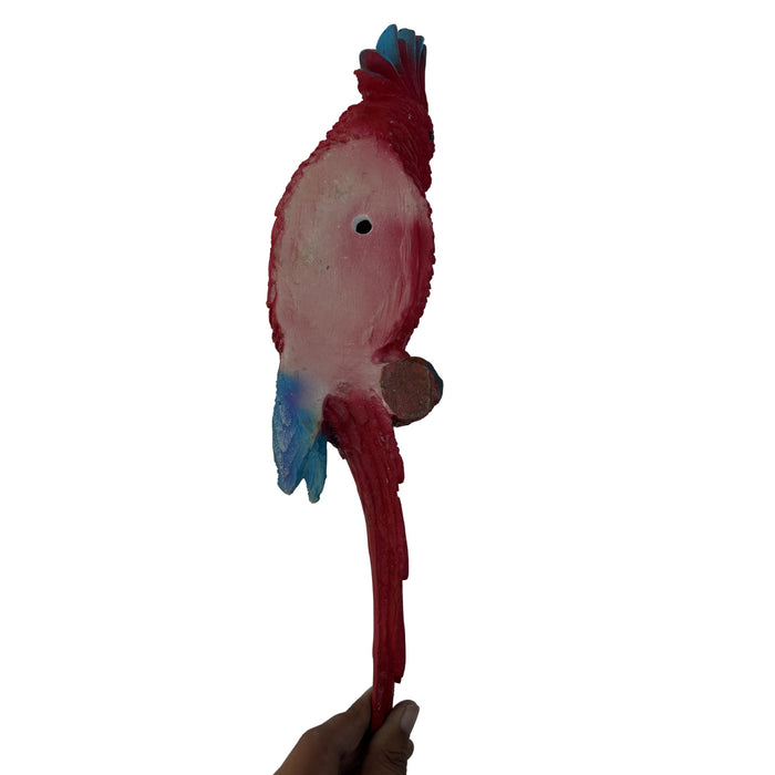 Wonderland Exotic Pink & Blue Macaw Parrot Figurine on Branch - Jungle Décor | Statue for Home and Garden décor
