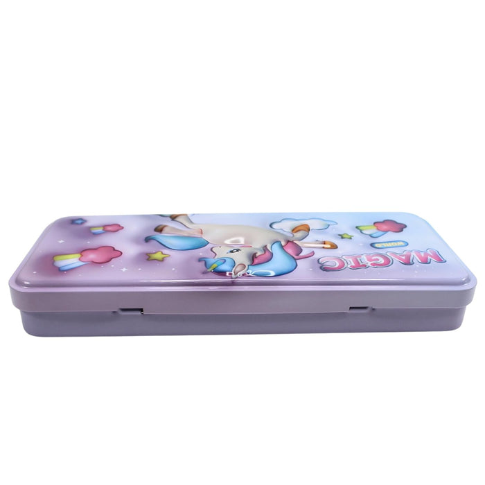 3D Embossed Metal Pencil Box with Dual Compartment -02
