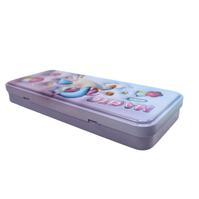 3D Embossed Metal Pencil Box with Dual Compartment -02