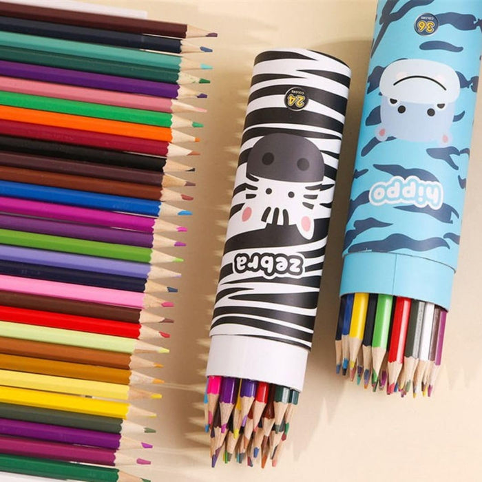 Wonderland Pencil Colors Set 12 Colors | box Gift Stationery Set Hippo Animal desing Printing Students Painting rainbow Color Pencil|Hippo desing