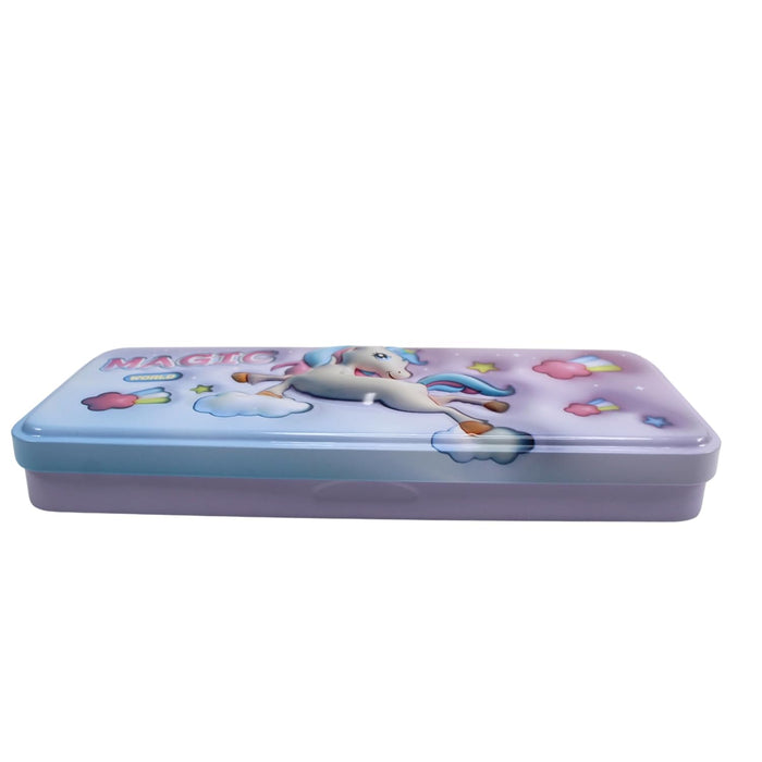 3D Embossed Metal Pencil Box with Dual Compartment -02