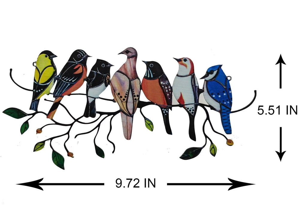 Wonderland Colourful Stained Acrylic Hanging Birds for Window| Wind Chime for Balcony| Hanging Wall Décor