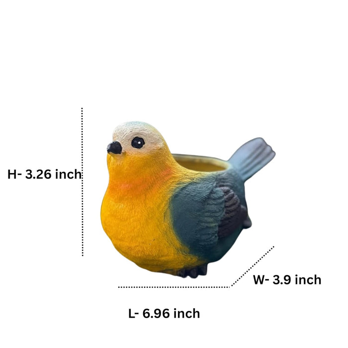 3.2 Inch Whimsical Hand-Painted Bird Succulent Planter – Decorative Resin Bird Pot for Indoor Plants, Cactus, and Office Decor- Plant Not Included