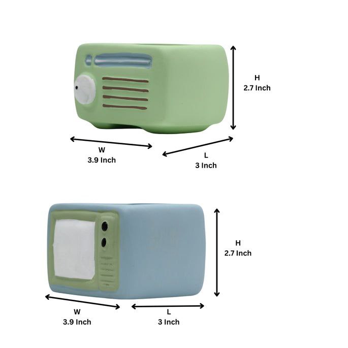 Wonderland Set of 2 retro applicance design planters|Small Radio television showpiece planter